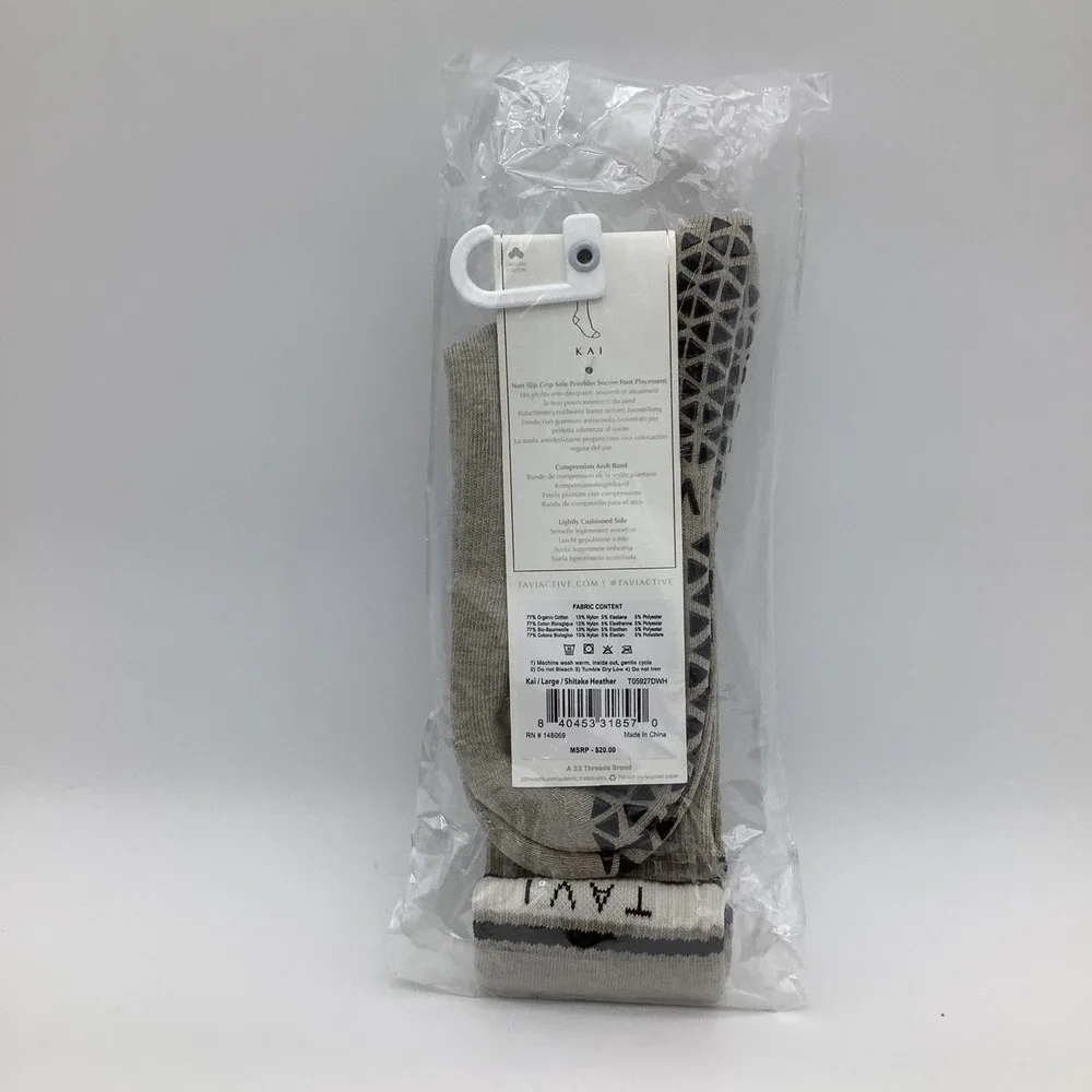 Tavi‎ Grip Kai Socks Shitake Heather Organic Cotton Crew Size Large New